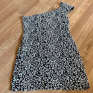 Forever 21 One-Shoulder Black and White Dress Zebra Large NYE